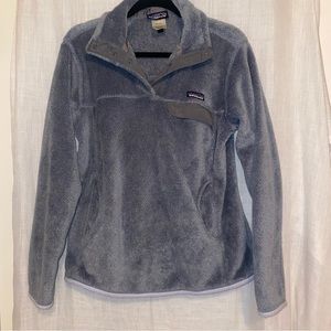 Patagonia Sweater Womens Medium Large Gray Fleece Retool Snap T Pullover Jacket